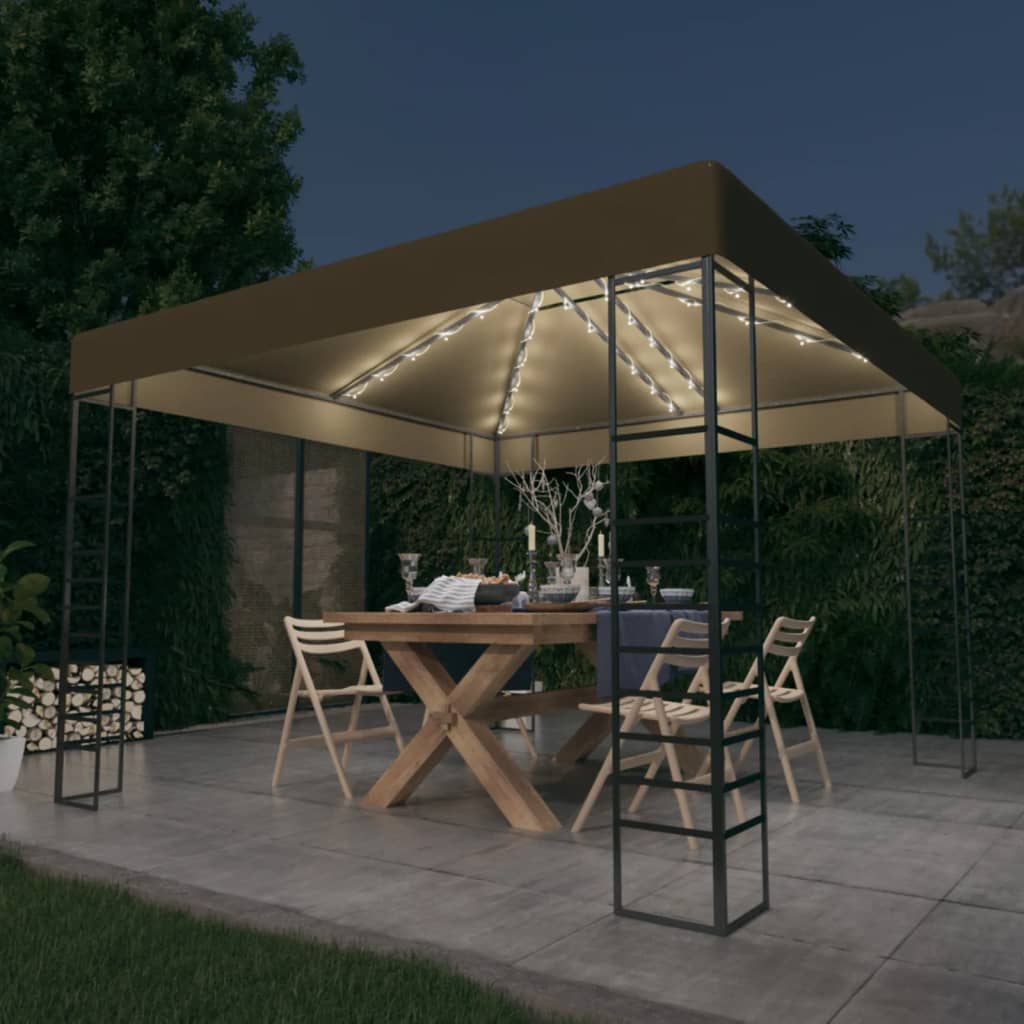 Κιόσκι με Φωτάκια LED Taupe 3 x 3 μ.