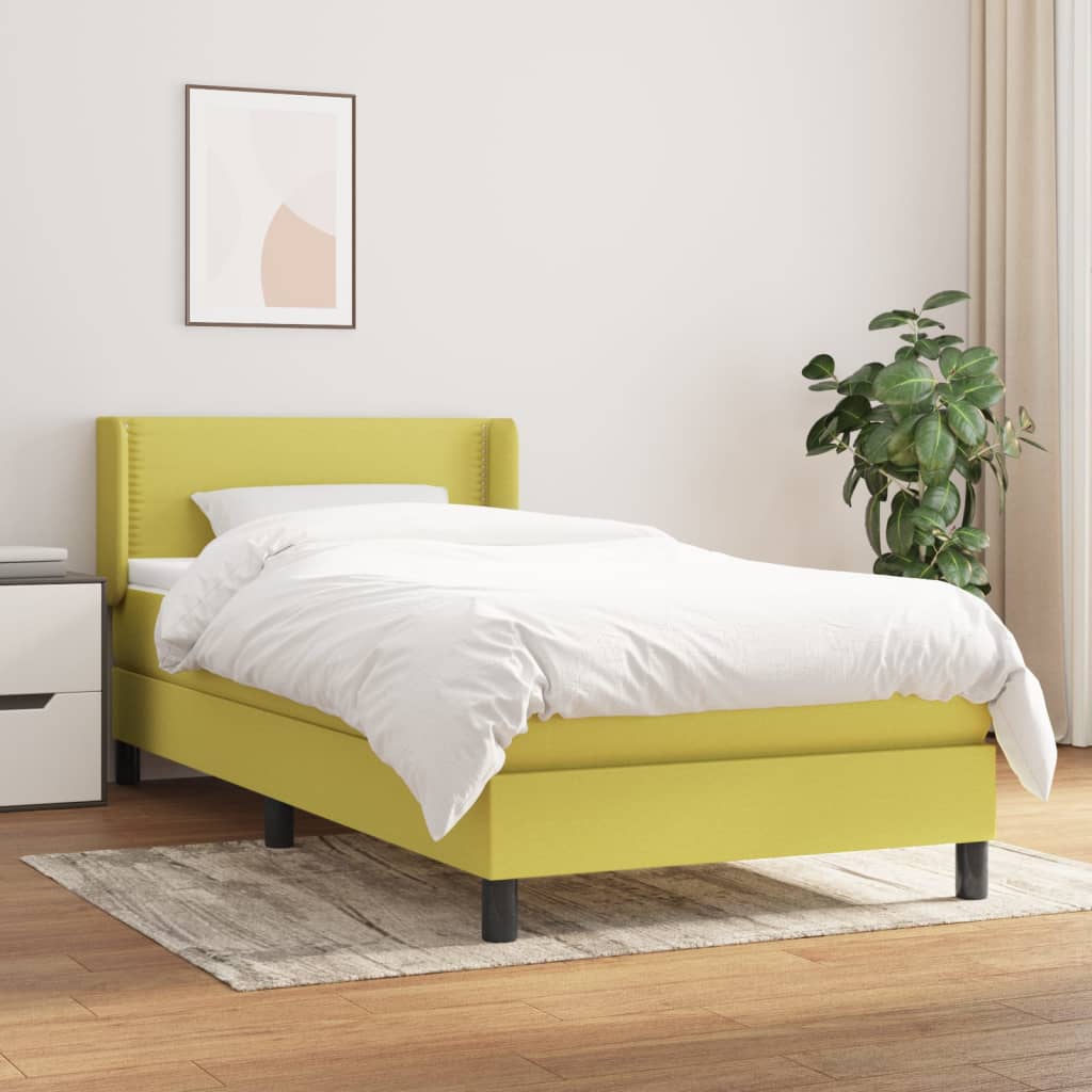 Κρεβάτι Boxspring με Στρώμα Πράσινο 100 x 200 εκ. Υφασμάτινο