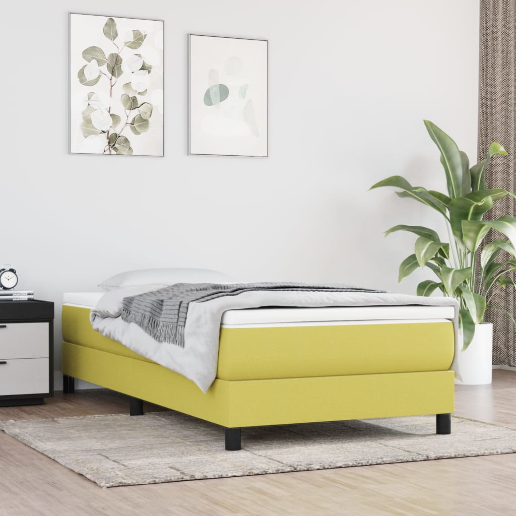 Κρεβάτι Boxspring με Στρώμα Πράσινο 100 x 200 εκ. Υφασμάτινο