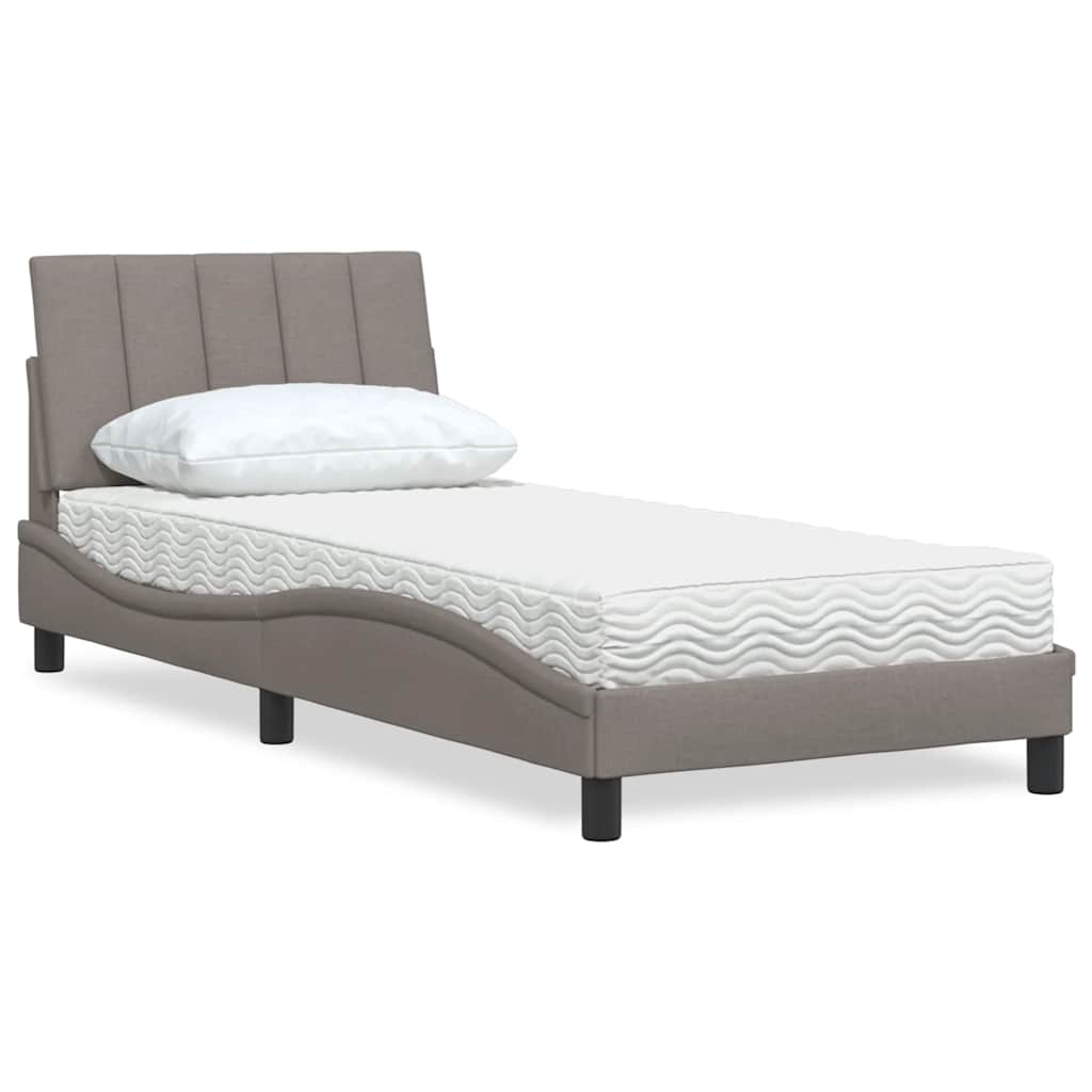 Κρεβάτι με Στρώμα Taupe 90x190 εκ.Υφασμάτινο