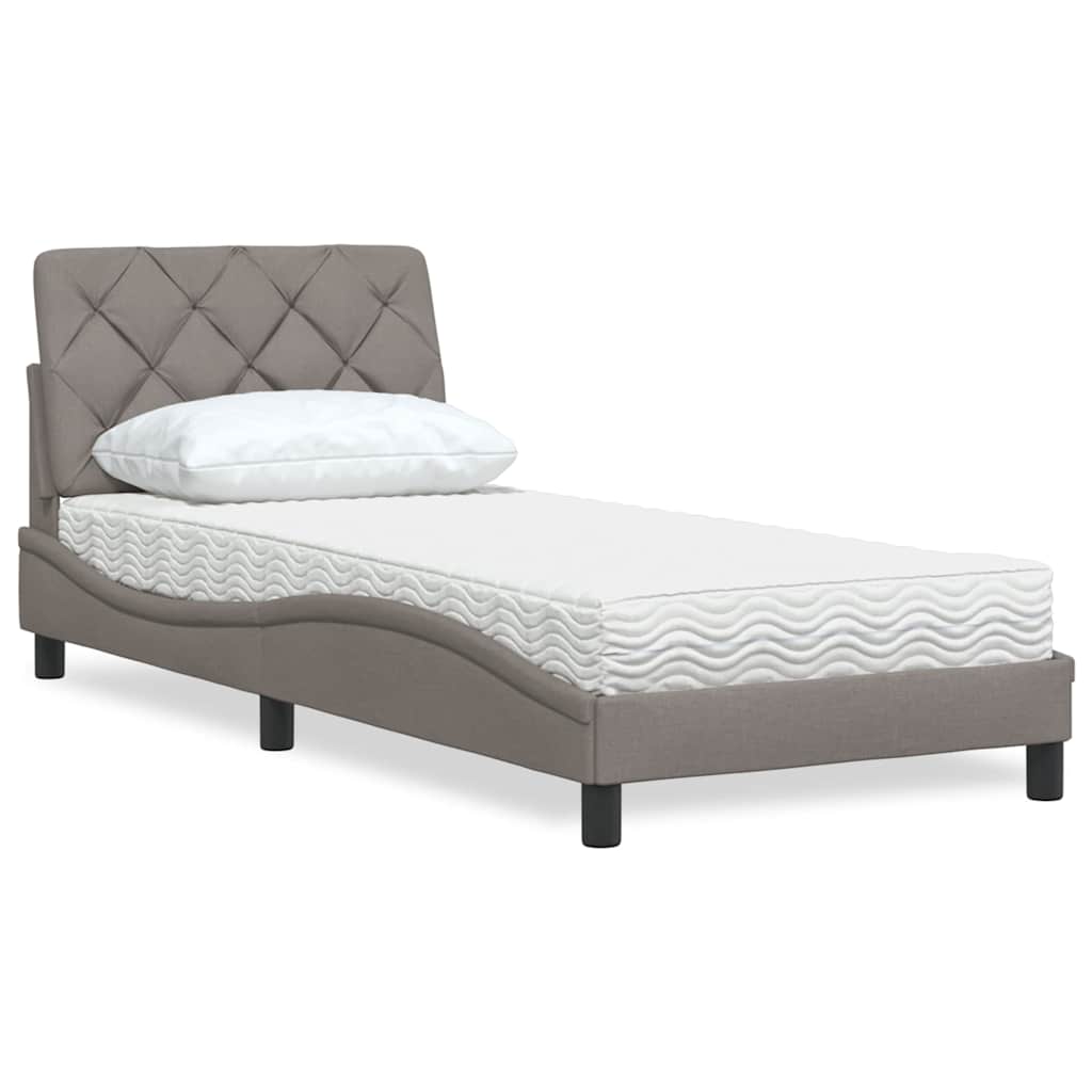 Κρεβάτι με Στρώμα Taupe 80x200 εκ. Υφασμάτινο