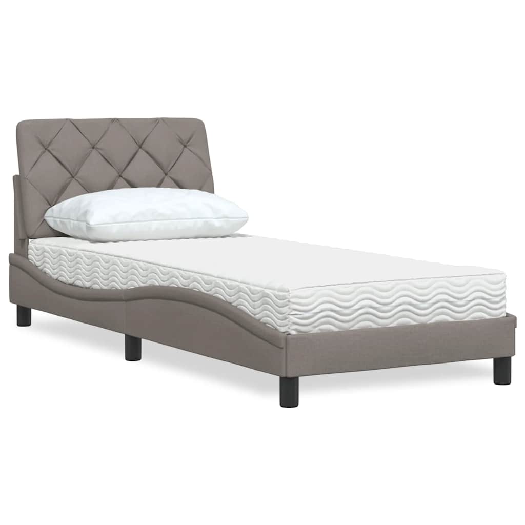 Κρεβάτι με Στρώμα Taupe 90x190 εκ.Υφασμάτινο