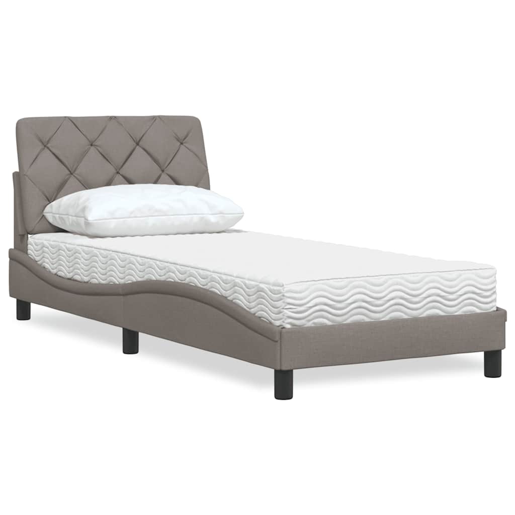 Κρεβάτι με Στρώμα Taupe 90x200 εκ. Υφασμάτινο