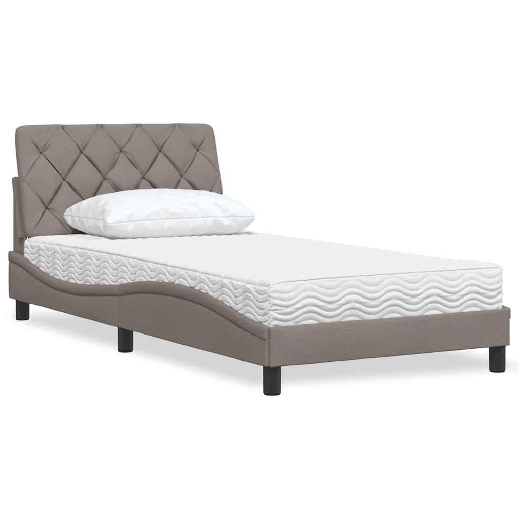 Κρεβάτι με Στρώμα Taupe 100 x 200 εκ. Υφασμάτινο