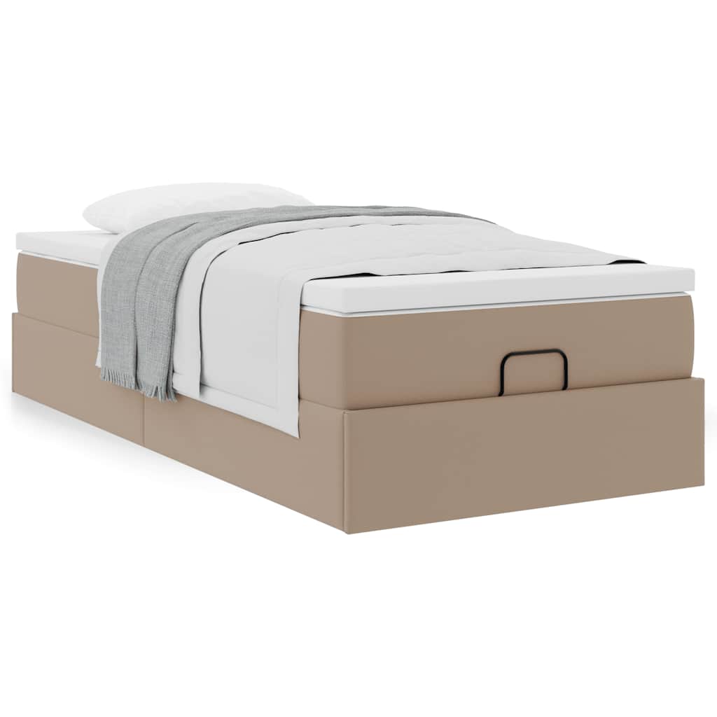Οθωμανικό κρεβάτι με στρώμα Cappucino 90x190cm Faux Leather