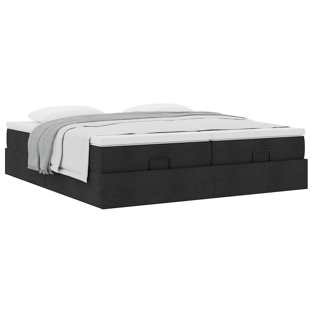 Οθωμανικό κρεβάτι με στρώματα Μαύρο 160x200cm Ύφασμα