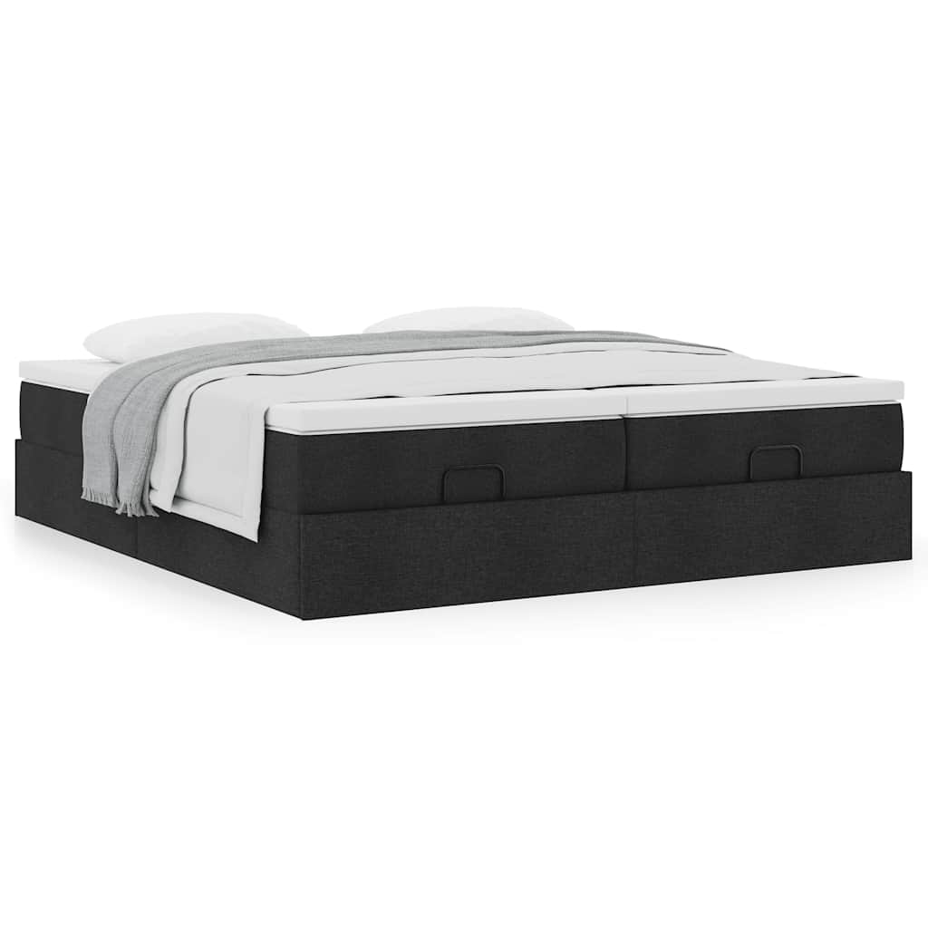 Οθωμανικό κρεβάτι με στρώματα Μαύρο 180x200cm Ύφασμα