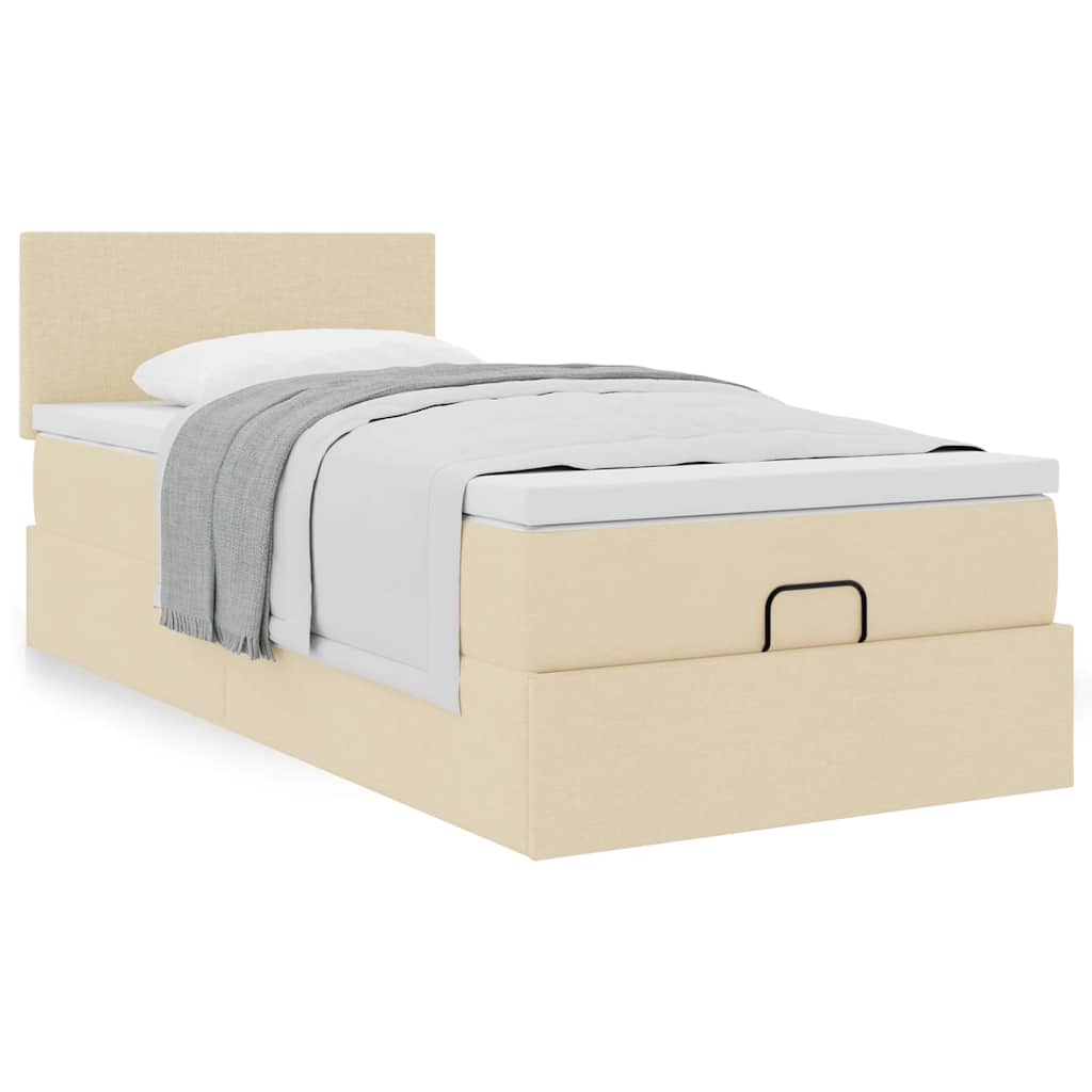 Οθωμανικό κρεβάτι με στρώμα Cream 90x200cm ύφασμα