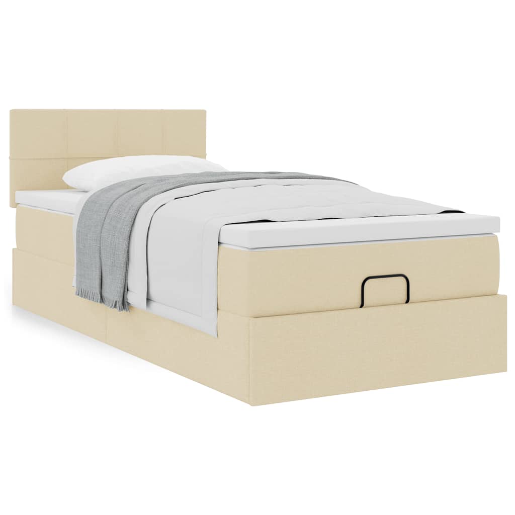 Οθωμανικό κρεβάτι με στρώμα Cream 90x200cm ύφασμα