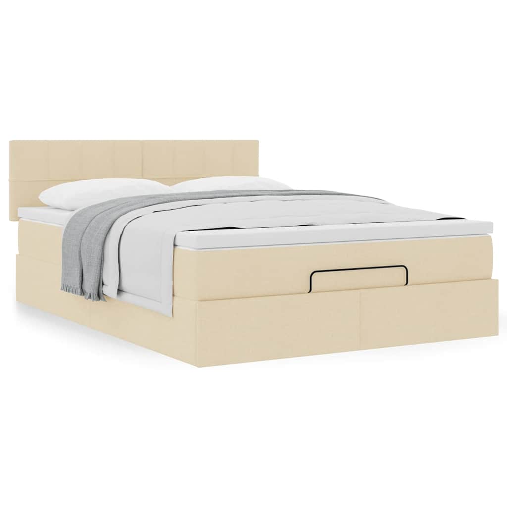 Οθωμανικό κρεβάτι με στρώμα Cream 140x190cm ύφασμα