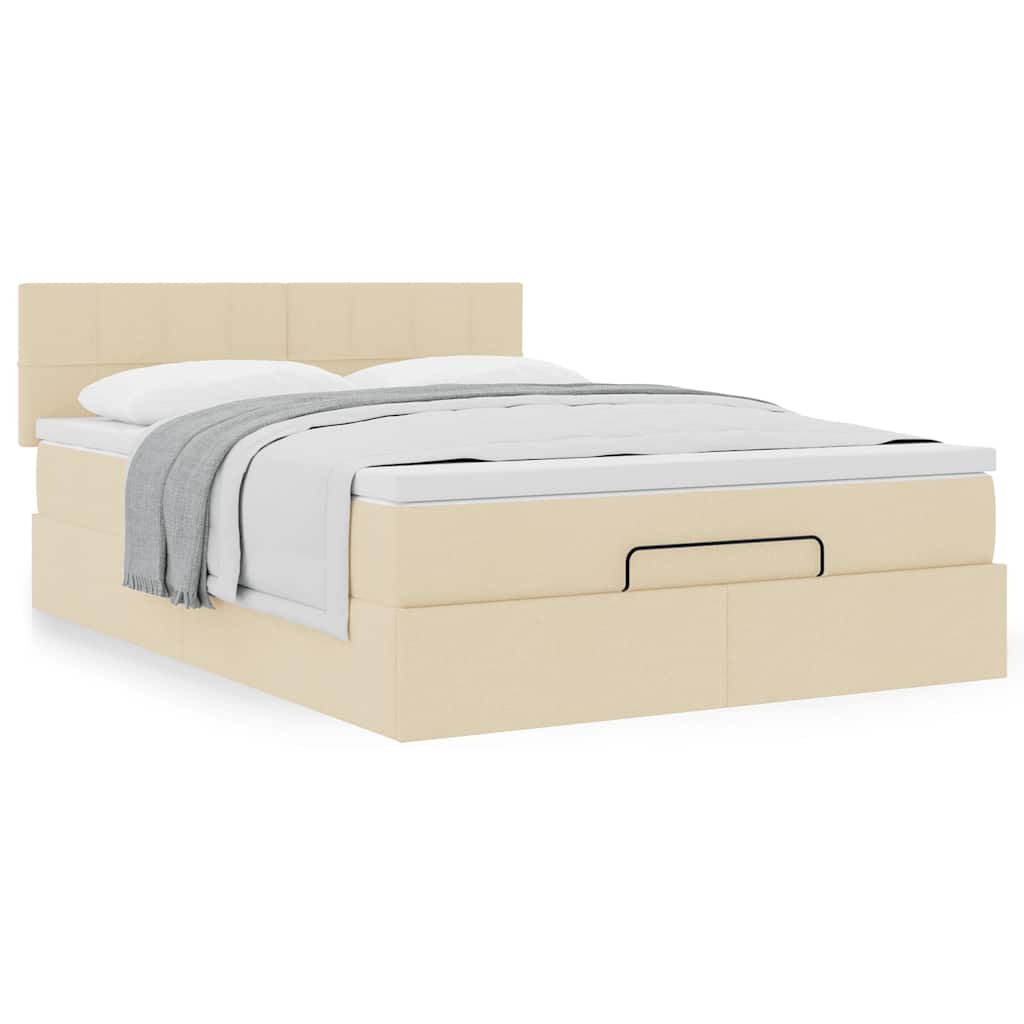 Οθωμανικό κρεβάτι με στρώμα Cream 140x200cm ύφασμα