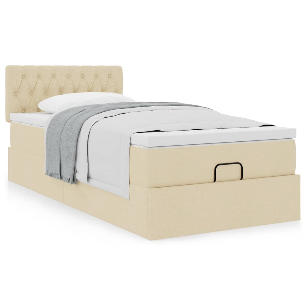 Οθωμανικό κρεβάτι με στρώμα Cream 80x200cm ύφασμα