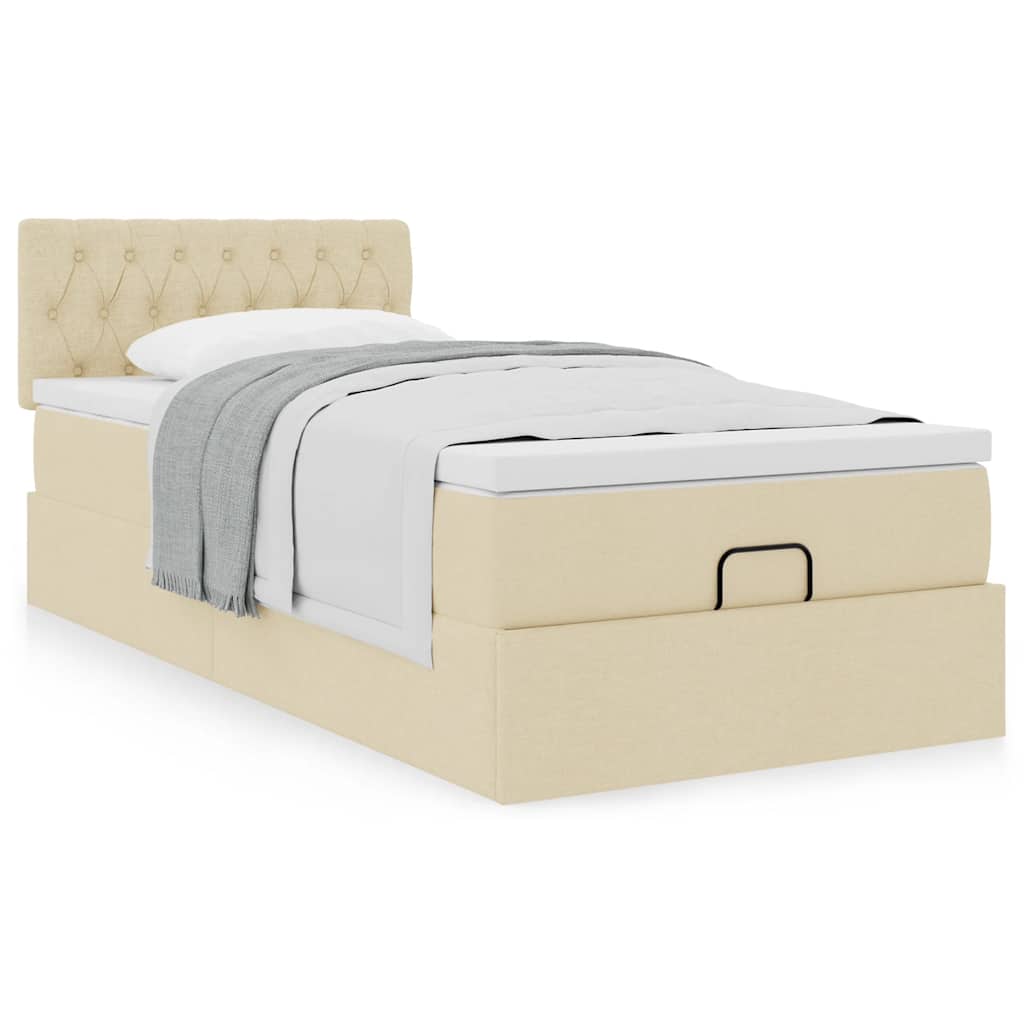 Οθωμανικό κρεβάτι με στρώμα Cream 90x190cm ύφασμα
