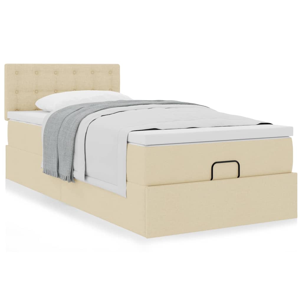 Οθωμανικό κρεβάτι με στρώμα Cream 100x200cm ύφασμα