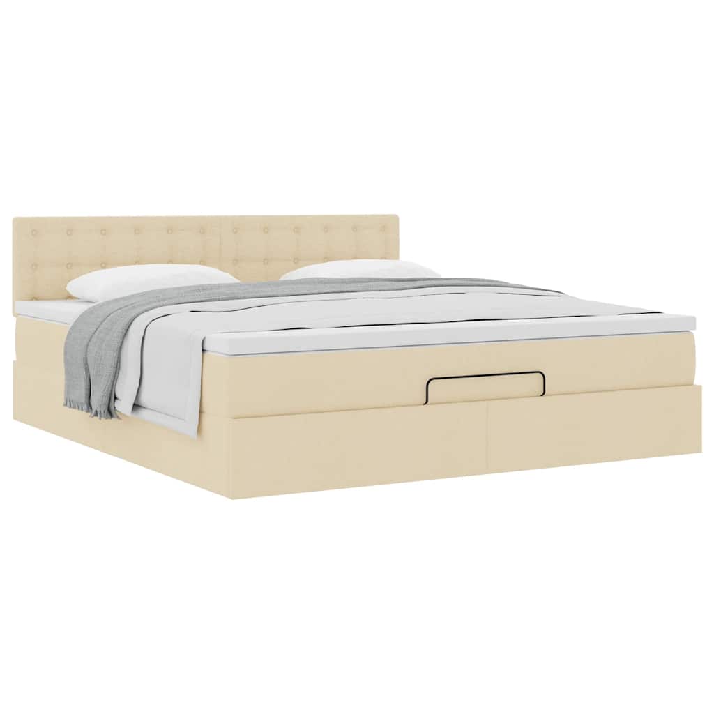 Οθωμανικό κρεβάτι με στρώμα Cream 180x200cm ύφασμα