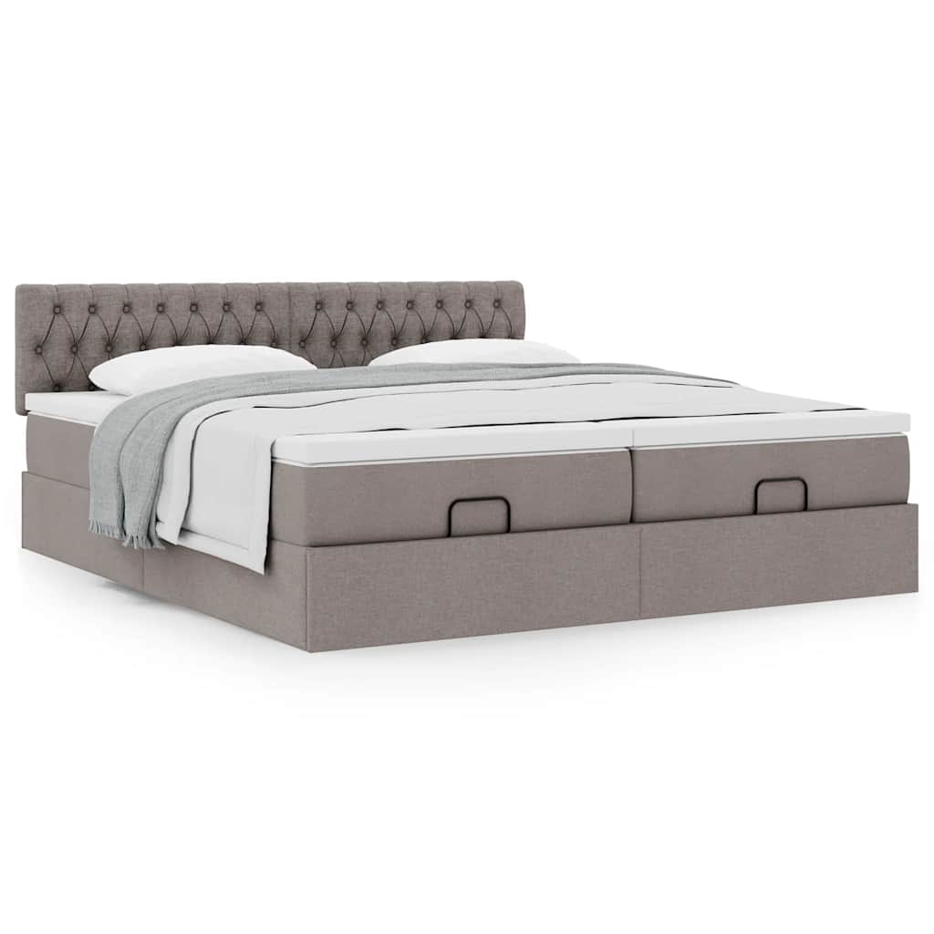 Οθωμανικό κρεβάτι με στρώματα Taupe 180x200cm ύφασμα
