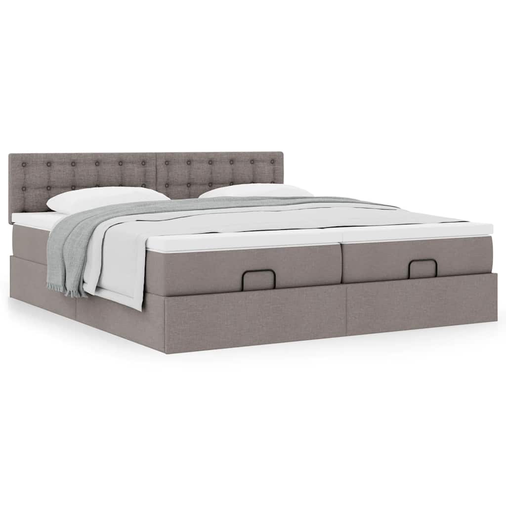 Οθωμανικό κρεβάτι με στρώματα Taupe 200x200cm ύφασμα