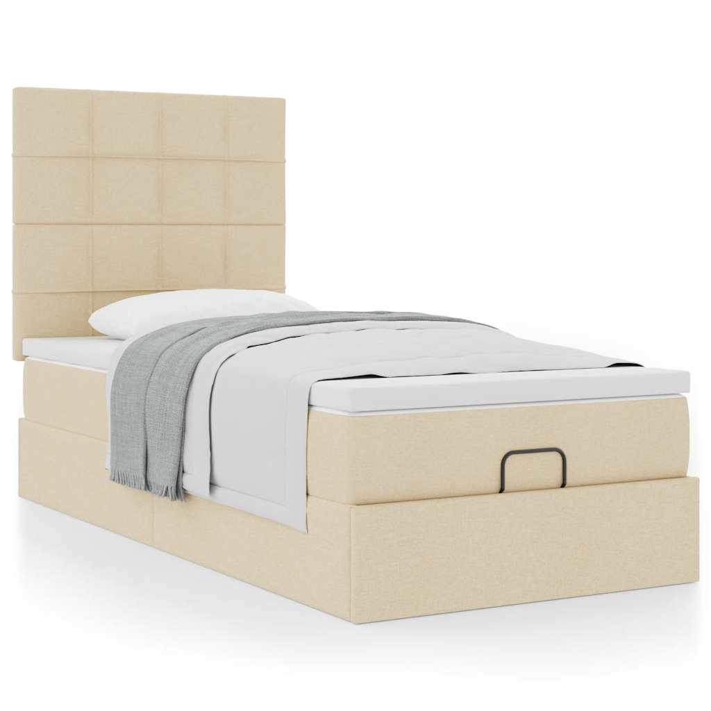 Οθωμανικό κρεβάτι με στρώμα Cream 90x200cm ύφασμα