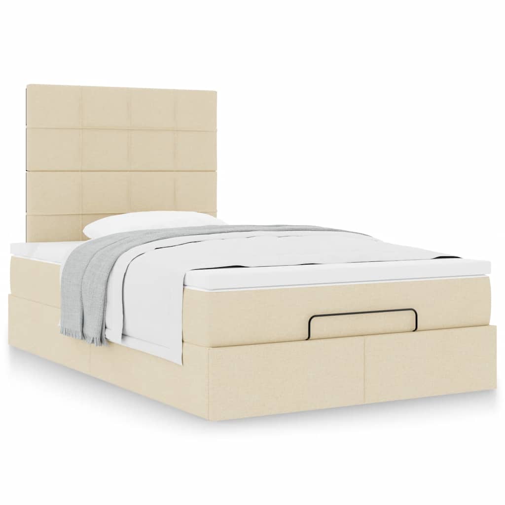Οθωμανικό κρεβάτι με στρώμα Cream 120x200cm ύφασμα