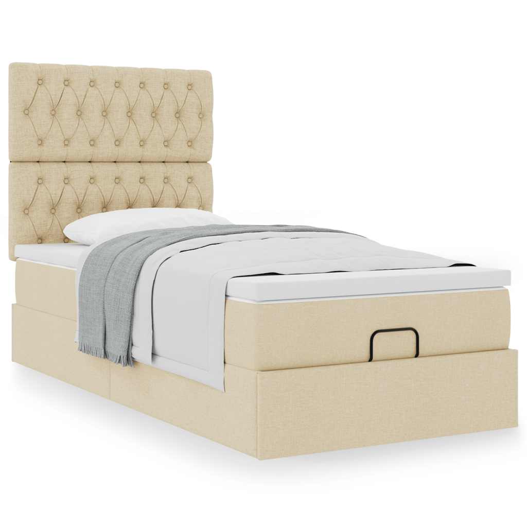 Οθωμανικό κρεβάτι με στρώμα Cream 100x200cm ύφασμα