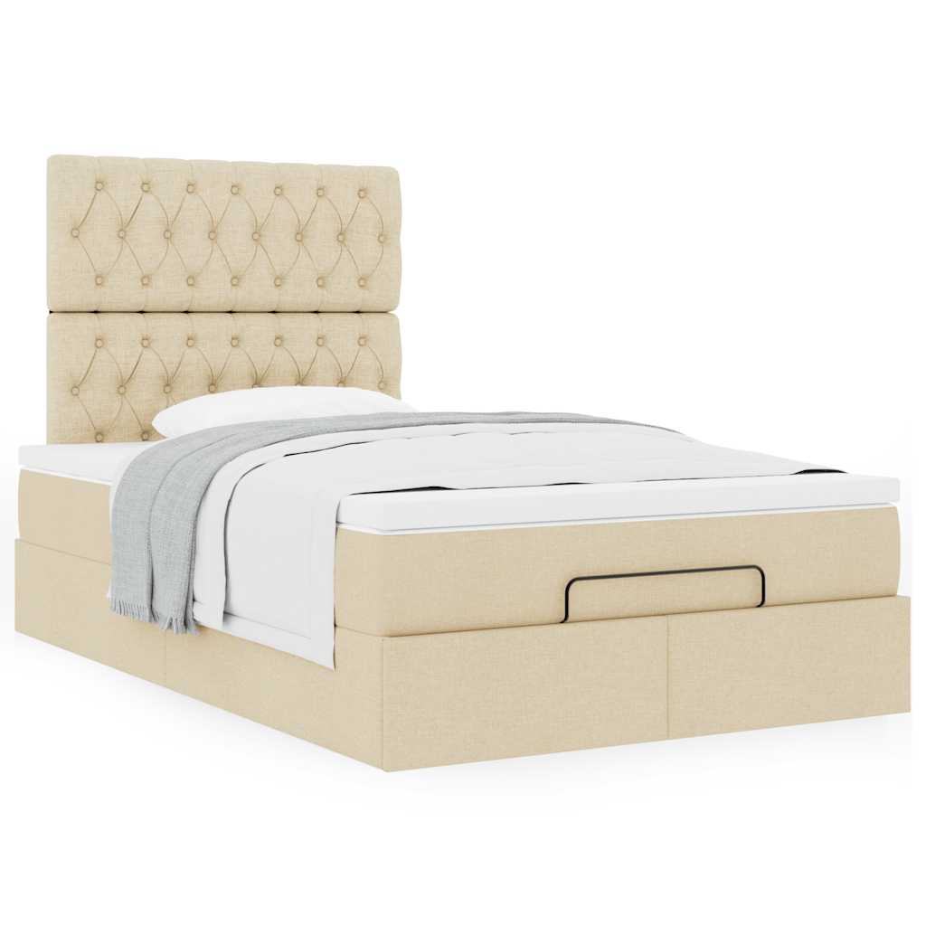 Οθωμανικό κρεβάτι με στρώμα Cream 120x200cm ύφασμα