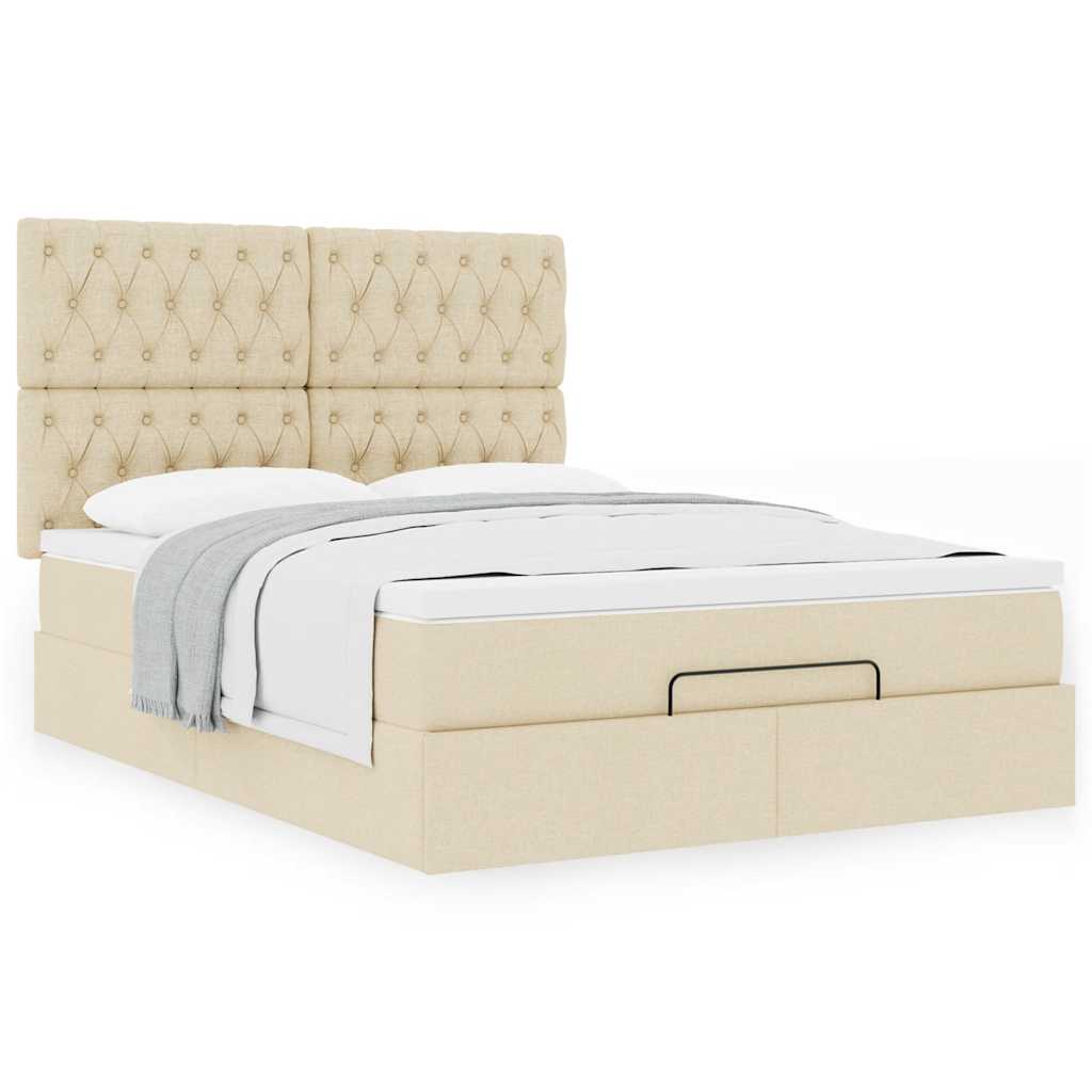 Οθωμανικό κρεβάτι με στρώμα Cream 140x200cm ύφασμα