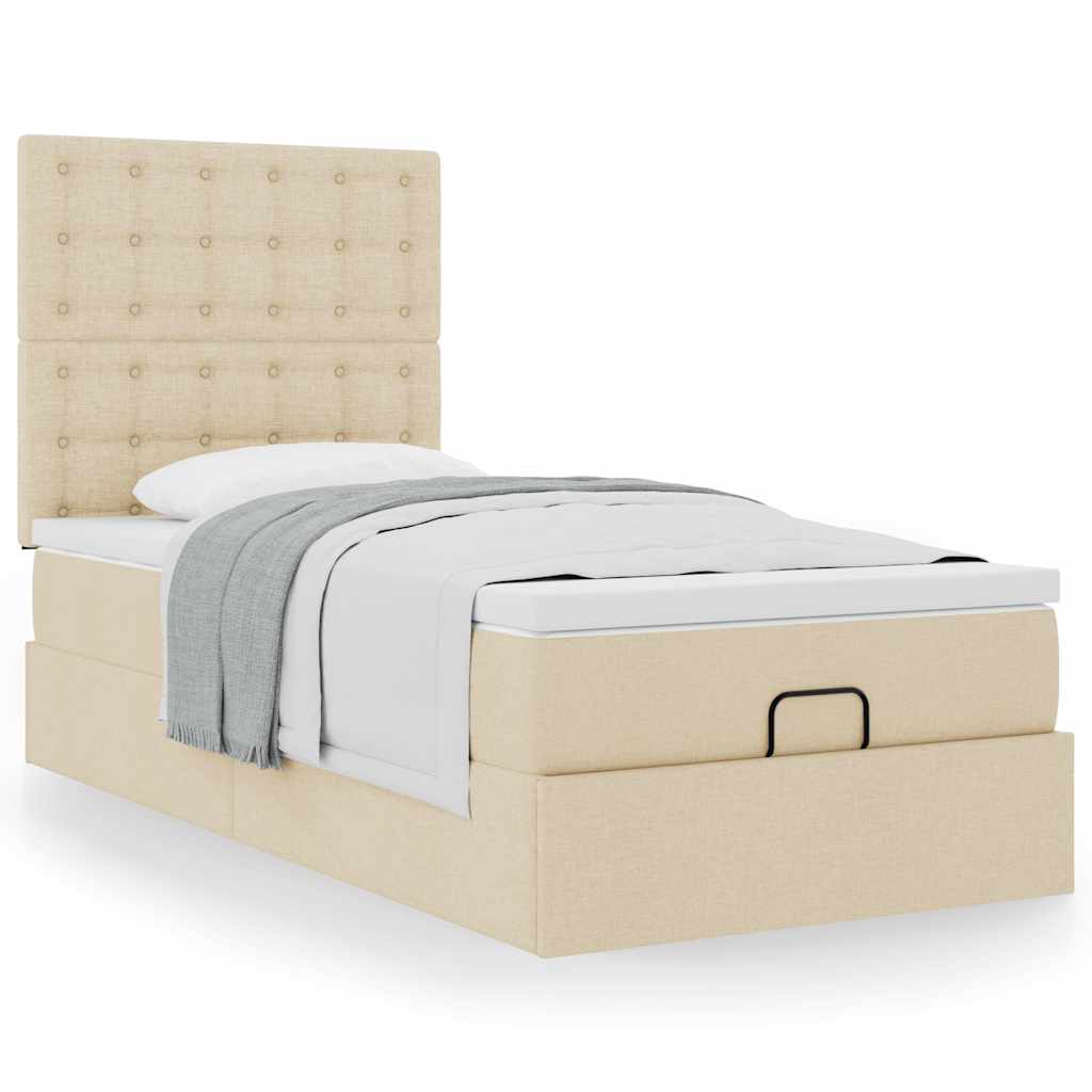 Οθωμανικό κρεβάτι με στρώμα Cream 100x200cm ύφασμα