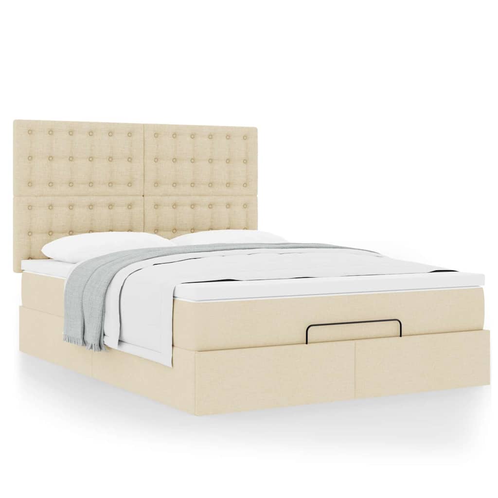 Οθωμανικό κρεβάτι με στρώμα Cream 140x200cm ύφασμα