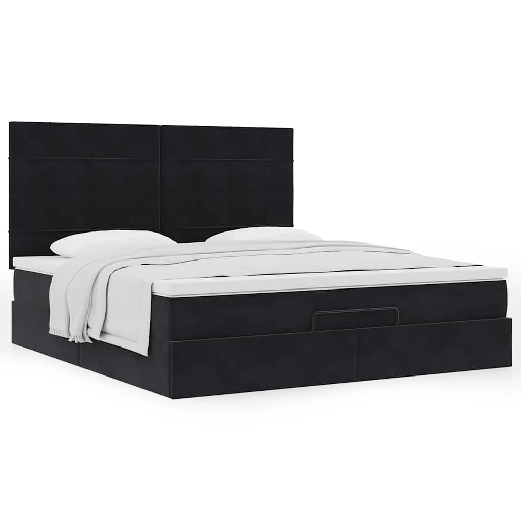 Οθωμανικό κρεβάτι με στρώματα Μαύρο 160x200cm Velvet