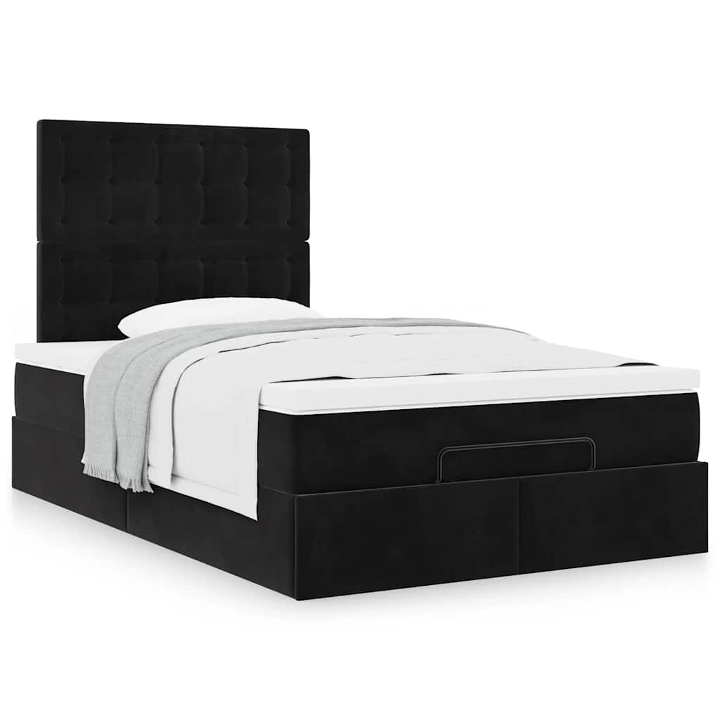 Οθωμανικό κρεβάτι με στρώματα Μαύρο 120x200cm Velvet