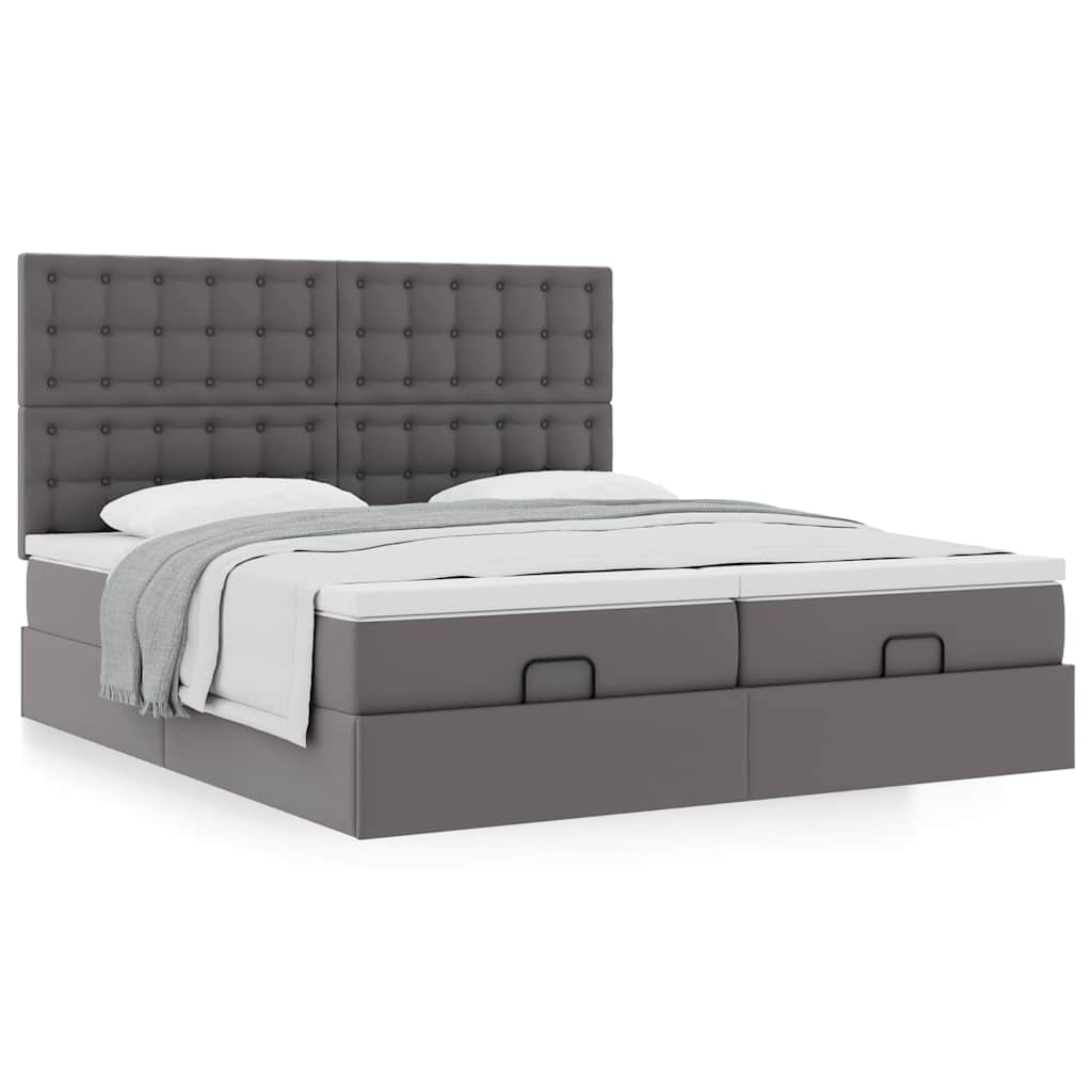 Οθωμανικό κρεβάτι με στρώματα Γκρι 200x200cm Faux Leather