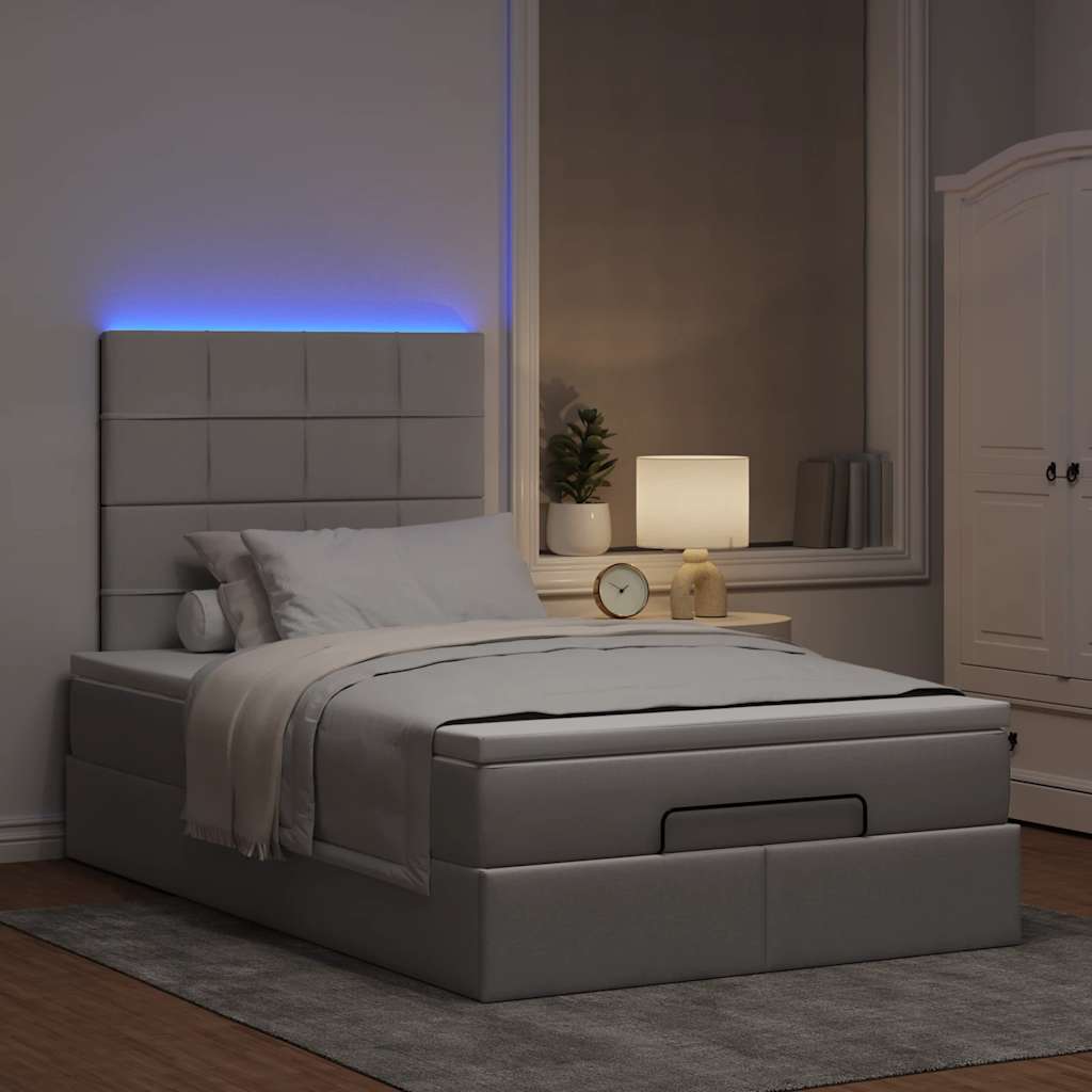 Οθωμανικό κρεβάτι με στρώμα & LEDs Taupe 120x200cm ύφασμα