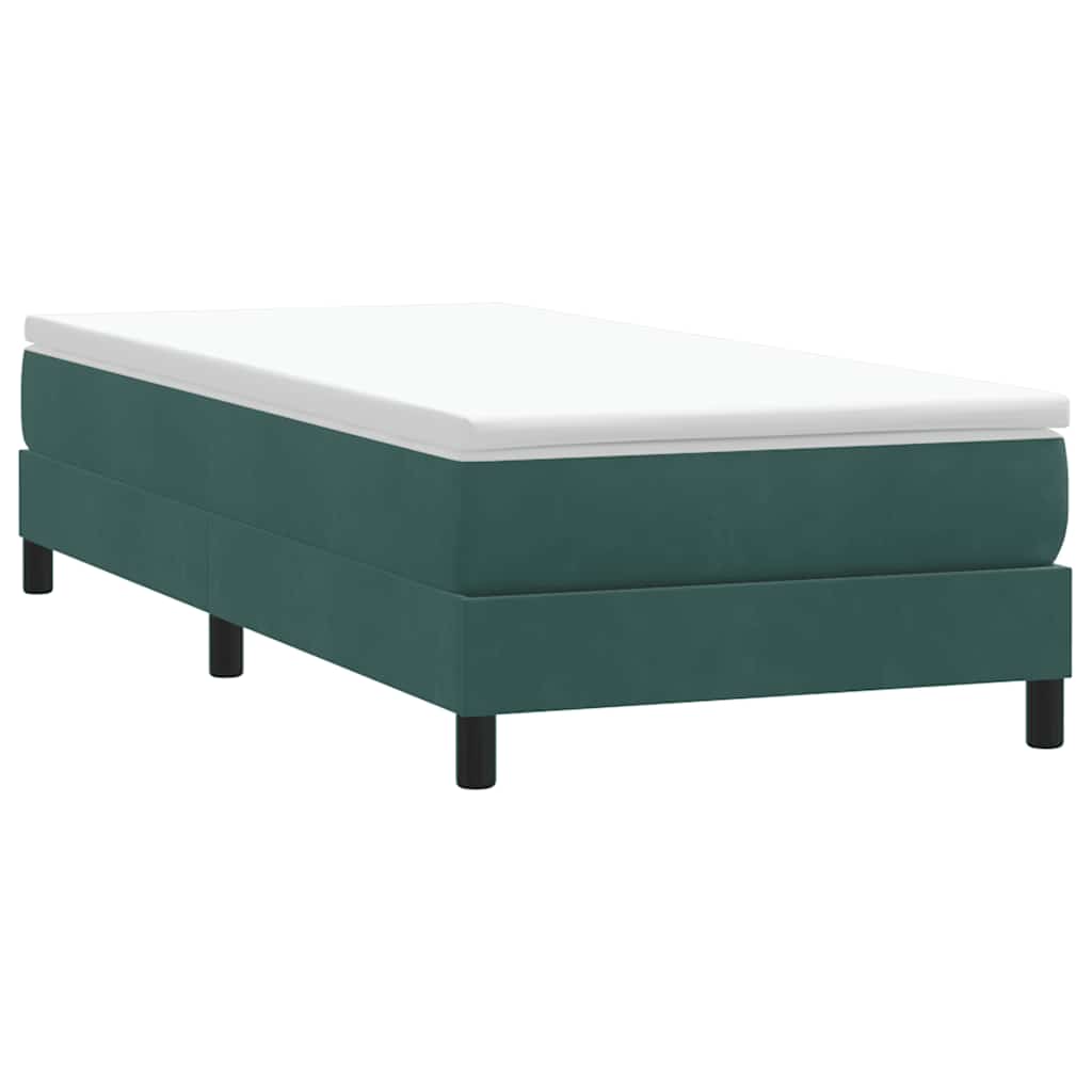 Box Spring Κρεβάτι χωρίς στρώμα Σκούρο πράσινο Βελούδινο