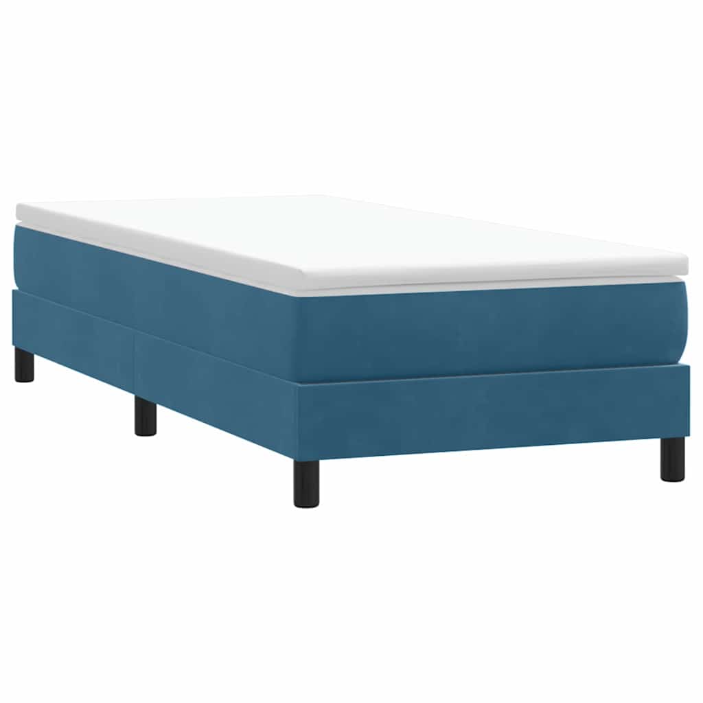 Box Spring Κρεβάτι χωρίς στρώμα Σκούρο μπλε Βελούδινο