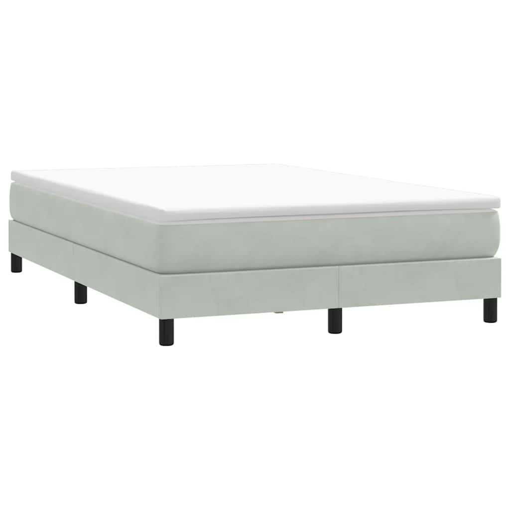 Box Spring Κρεβάτι χωρίς στρώμα Ανοιχτό γκρι Βελούδινο