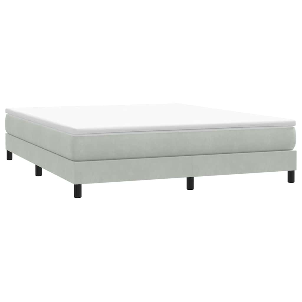 Box Spring κρεβάτι χωρίς στρώμα ανοιχτό γκρι Βελούδινο