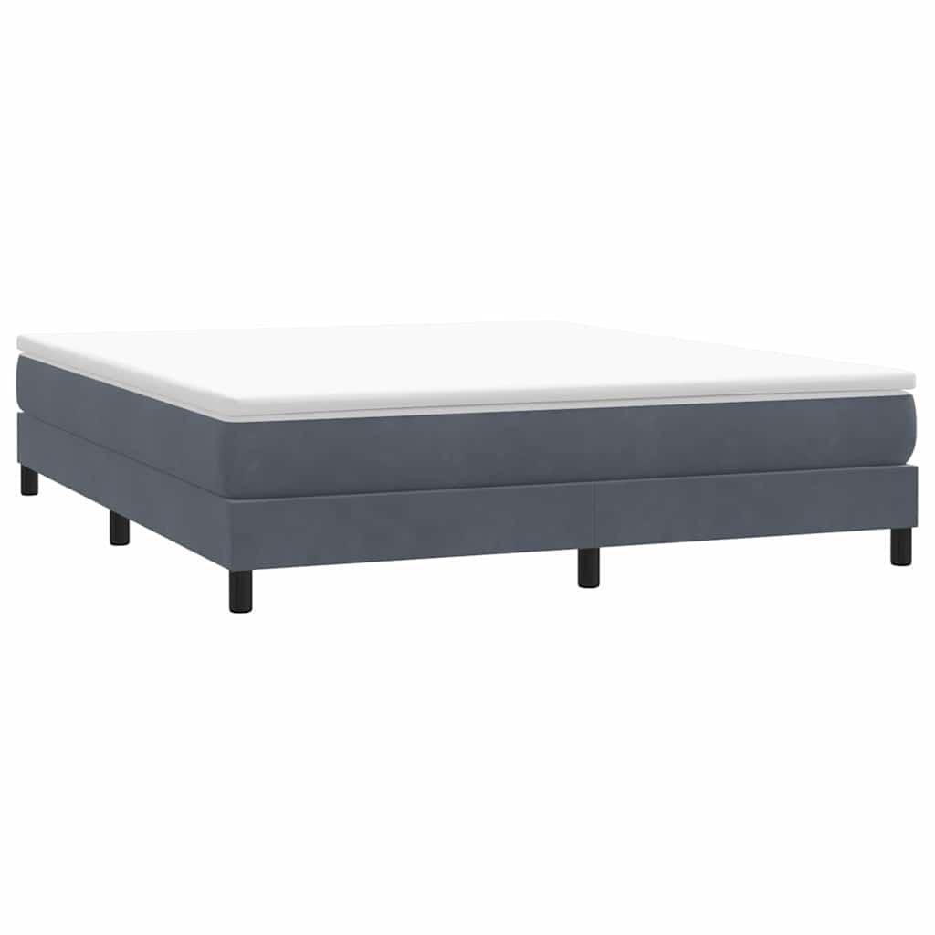 Box Spring Κρεβάτι χωρίς στρώμα Σκούρο γκρι Βελούδινο