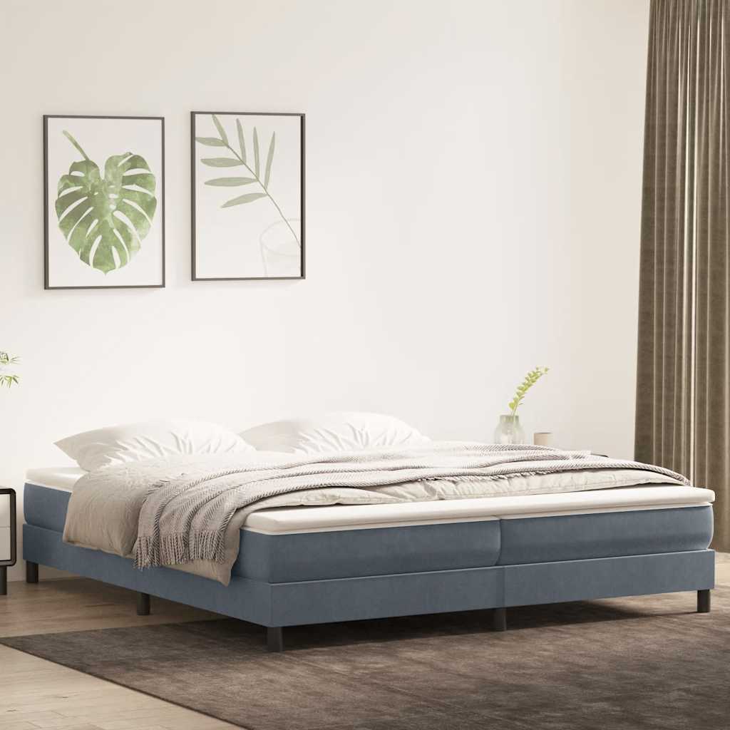 Κρεβάτι Boxspring χωρίς Στρώμα Σκούρο Γκρι 200x210 εκ Βελούδινο