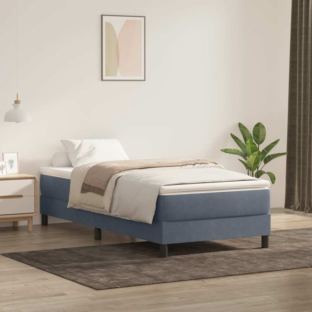 Κρεβάτι Boxspring χωρίς Στρώμα Σκούρο Γκρι 80x220 εκ. Βελούδινο