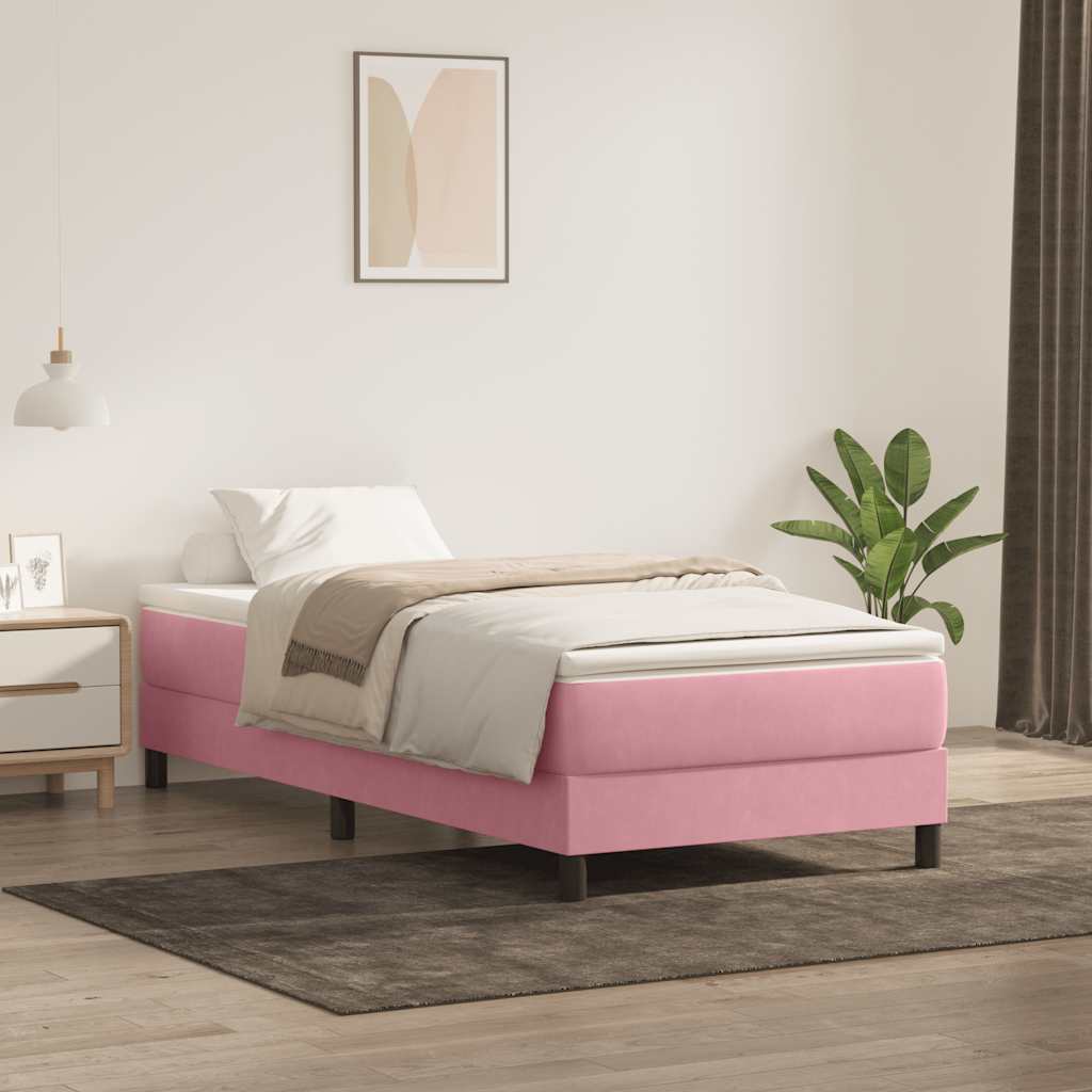 Κρεβάτι Boxspring χωρίς Στρώμα Ροζ 80x220 εκ. Βελούδινο