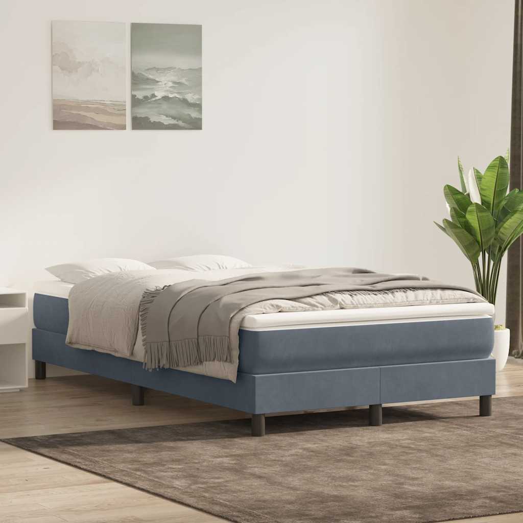 Box Spring Κρεβάτι χωρίς στρώμα Σκούρο γκρι 120x220cm Βελούδινο