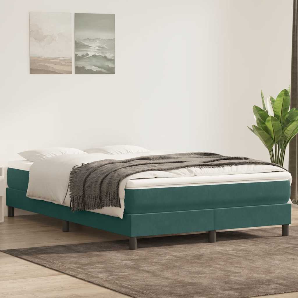 Box Spring Κρεβάτι χωρίς στρώμα Σκούρο πράσινο 140x220cm