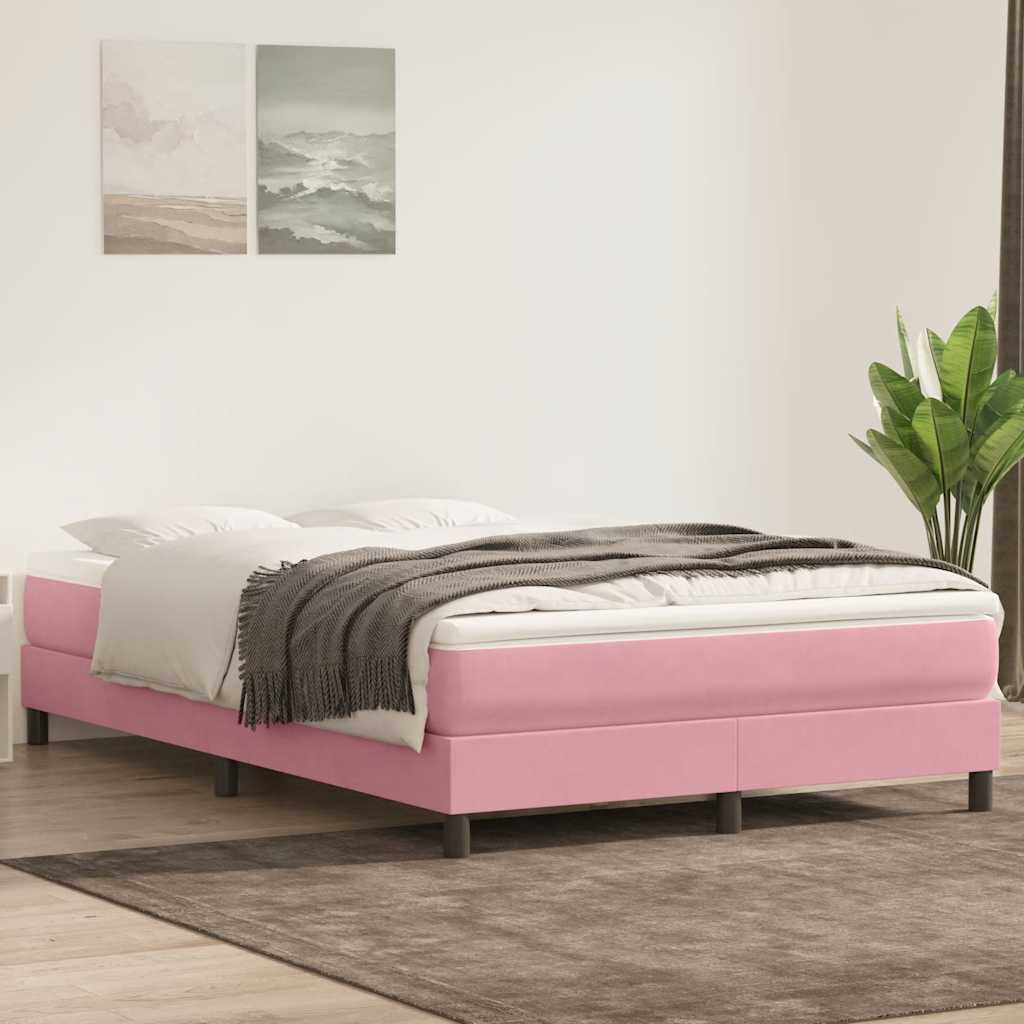 Box Spring κρεβάτι χωρίς στρώμα ροζ 140x220 cm Βελούδινο