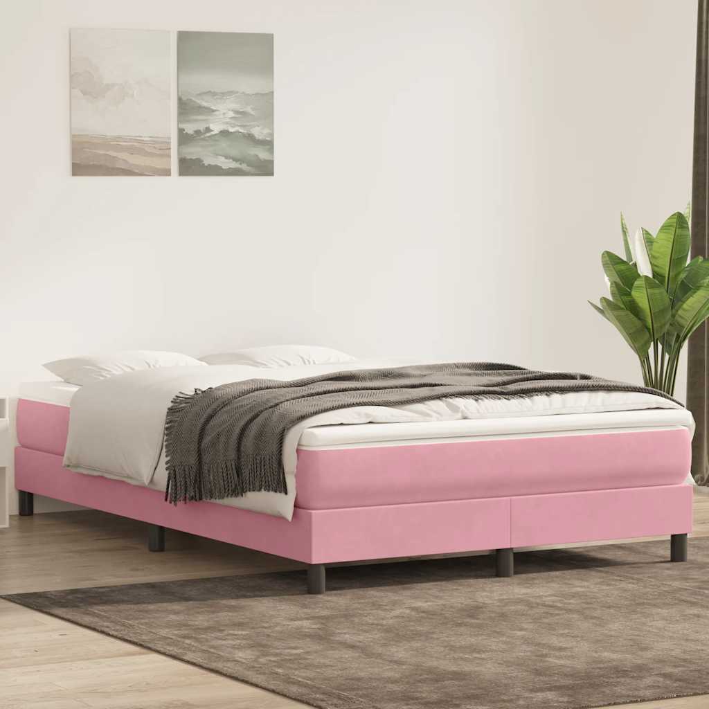 Box Spring κρεβάτι χωρίς στρώμα ροζ 160x220 cm Βελούδινο