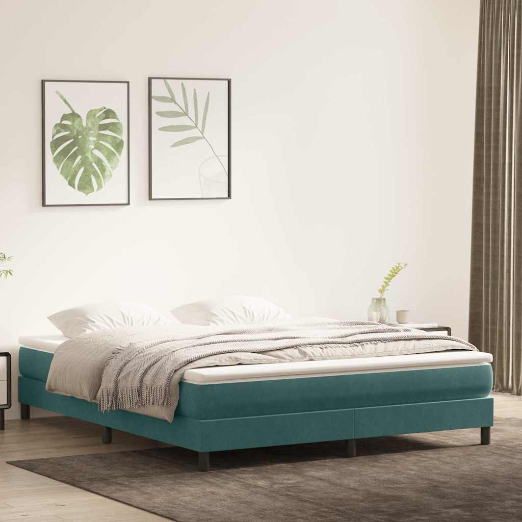 Box Spring Κρεβάτι χωρίς στρώμα Σκούρο πράσινο 180x220 cm