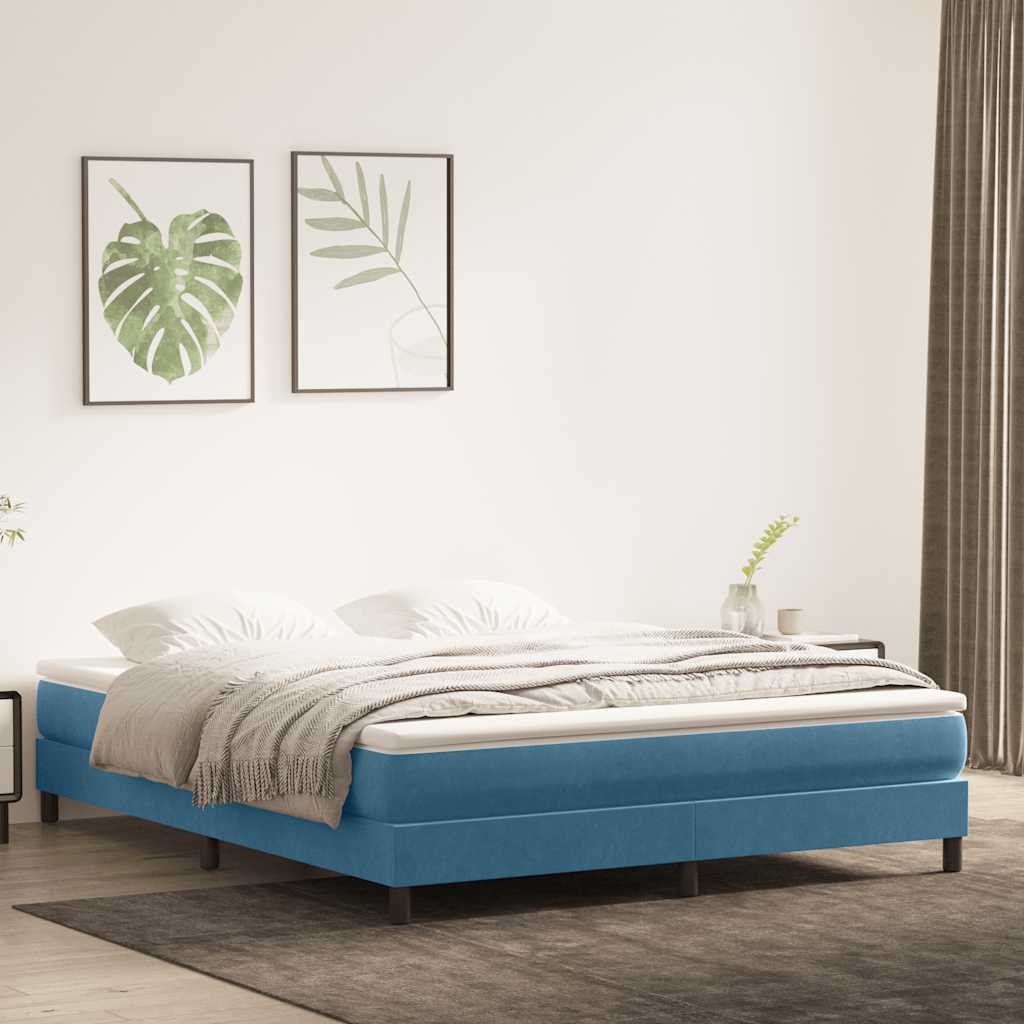 Box Spring Κρεβάτι χωρίς στρώμα Σκούρο μπλε 180x220cm Βελούδινο