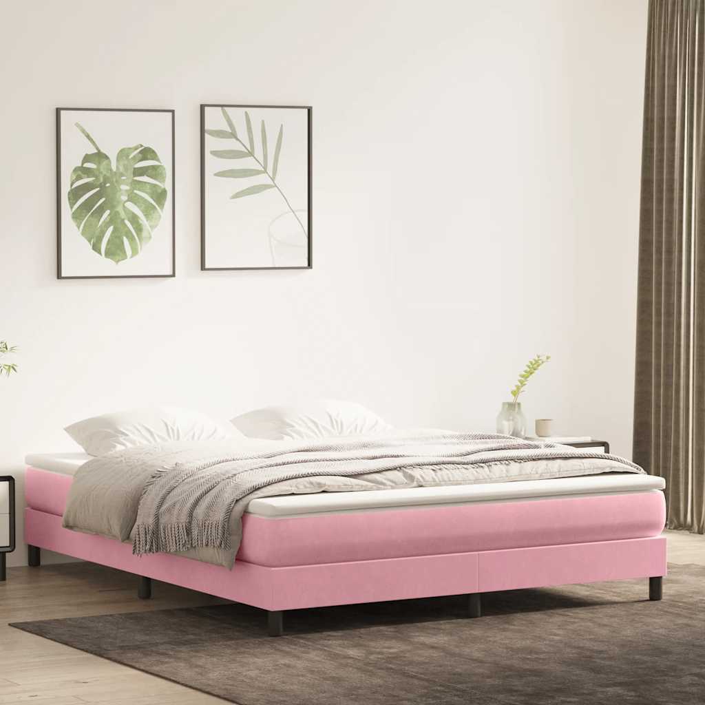 Box Spring κρεβάτι χωρίς στρώμα ροζ 180x220 cm Βελούδινο