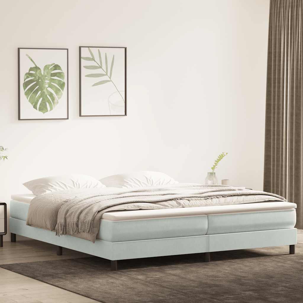 Box Spring κρεβάτι με στρώμα ανοιχτό γκρι 200x210 cm Βελούδινο