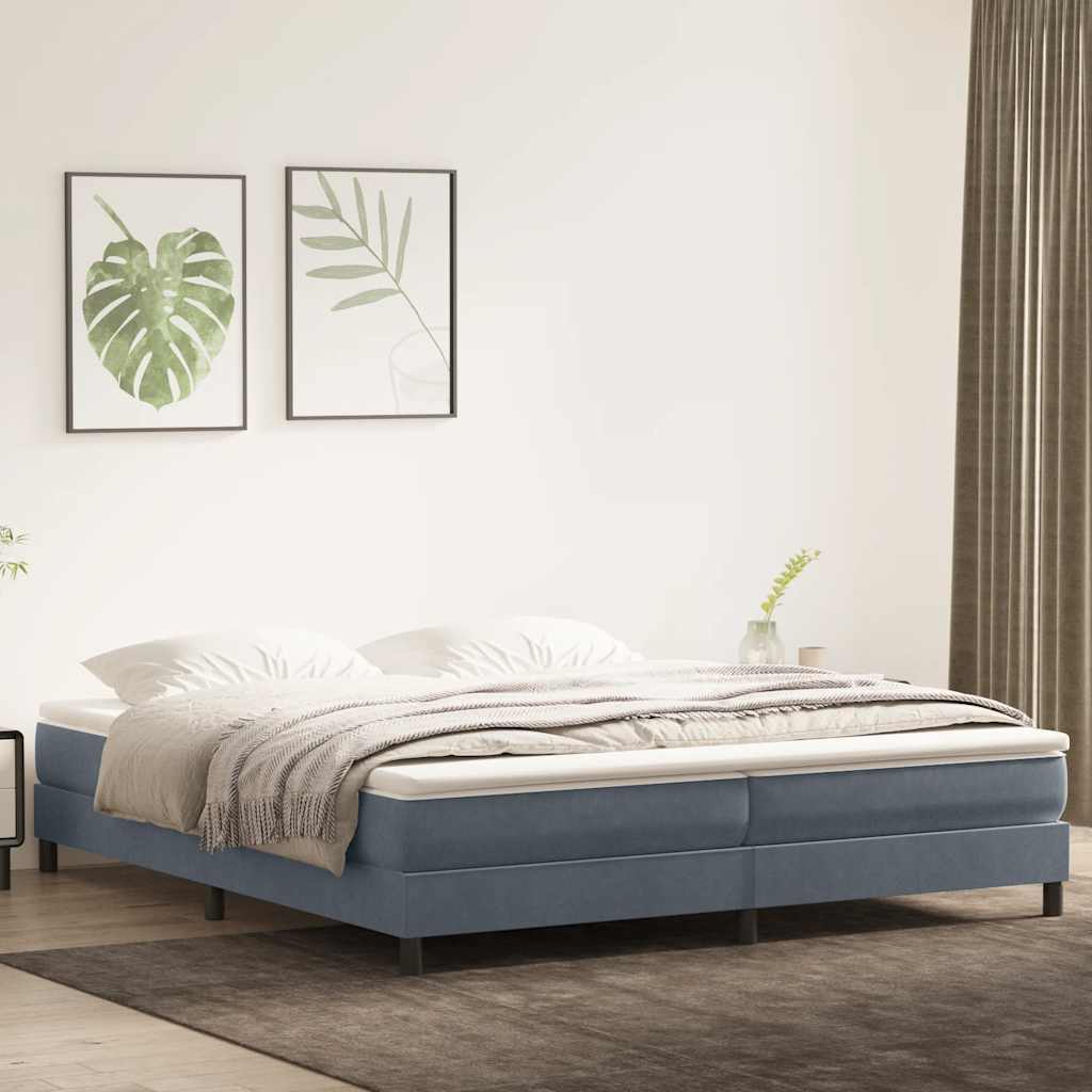 Κρεβάτι Boxspring με Στρώμα Σκούρο Γκρι 200x210 εκ. Βελούδινο