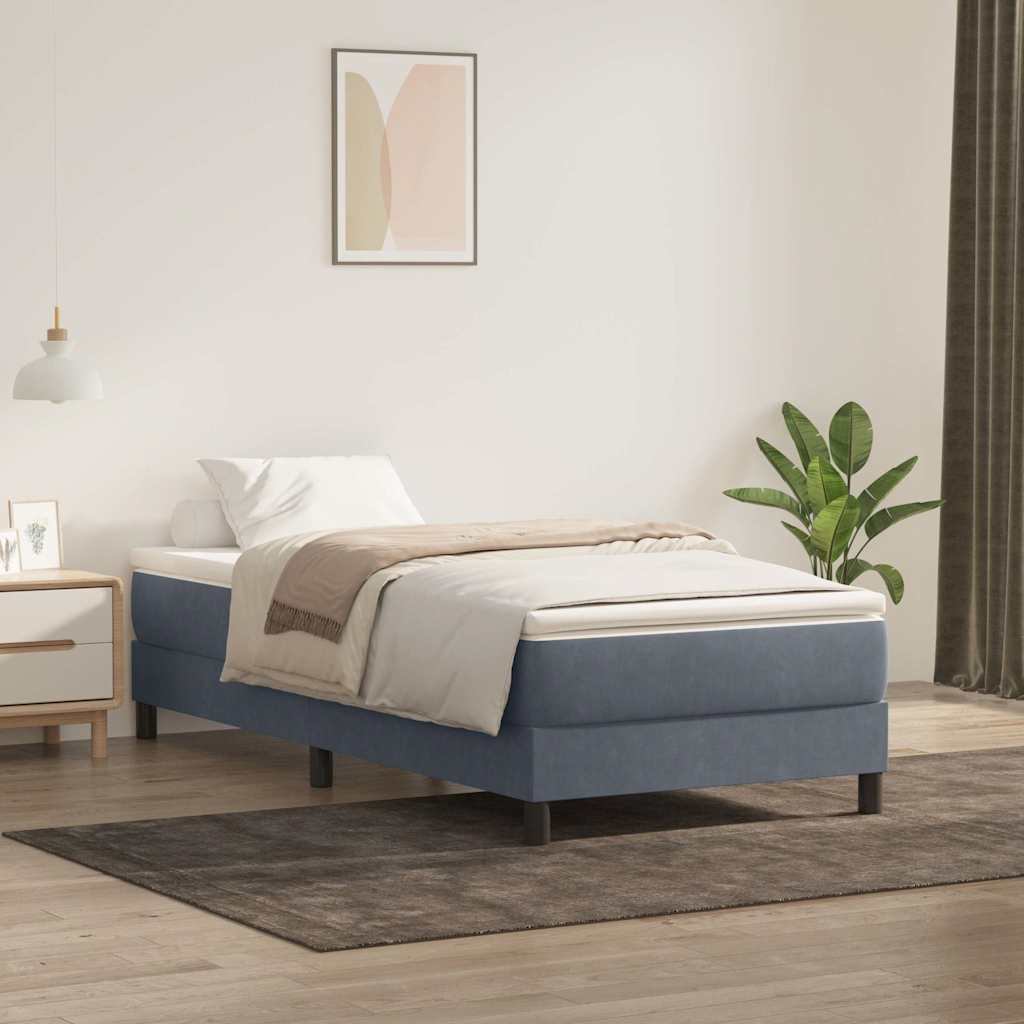 Κρεβάτι Boxspring με Στρώμα Σκούρο Γκρι 80x220 εκ. Βελούδινο